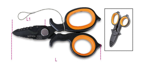 1128BAX-HS | Double-acting electricians' scissors, with milling profiles in DLC-coated stainless steel H-SAFE