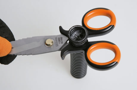 1128BSX | Electrician's scissors with graduated milling profiles with case