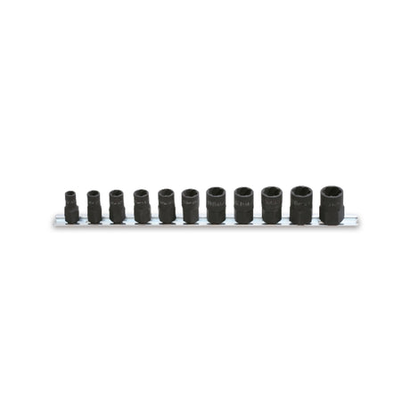 1428/SB11 | Set of 11 pullers for damaged nuts with square drive (item 1428) on support