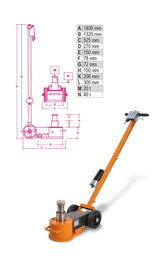 3065/40-20T-AIR HYDRAULIC JACK, 40/20 T